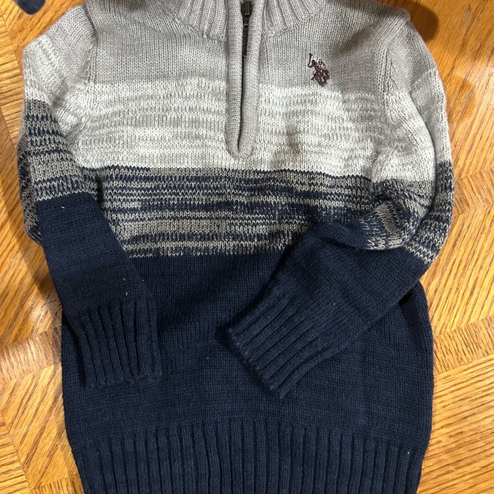 Kid’s Navy and Gray Half-Zip Sweater